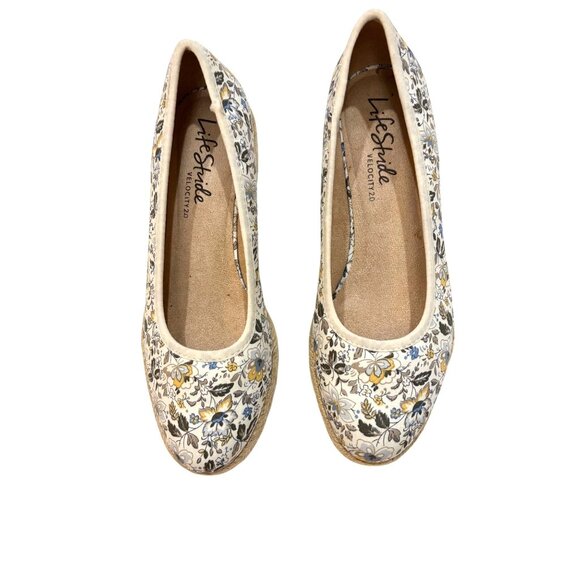 LifeStride Velocity 2.0 Women's Floral Print Wedge Espadrilles Size 8.5W - Picture 1 of 9